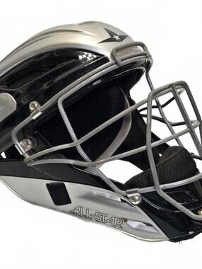 All-Star MVP2510-1 Catchers Helmet I-BAR Vision Silver Black Adult Baseball Soft